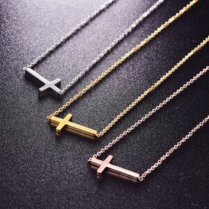 Cross necklace jewelry fashion religious dainty small minimalist gold silver new